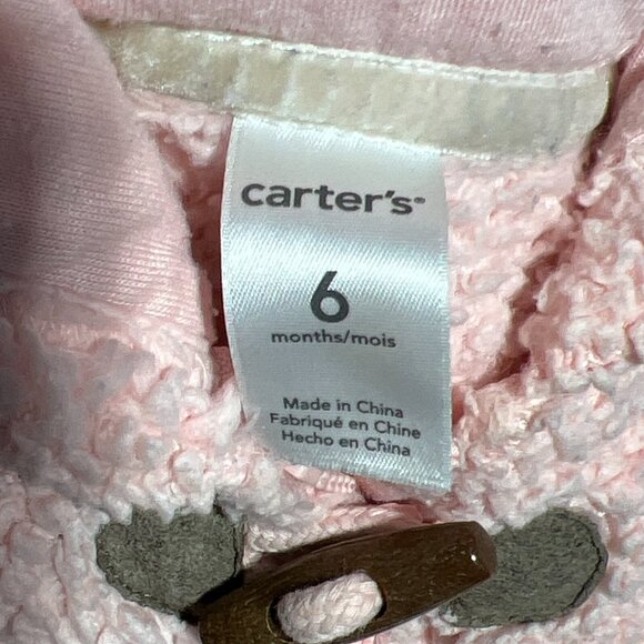 Carter’s Baby Bunting Snowsuit Bear Pink 6M Sherpa - Picture 3 of 10